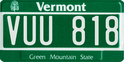 VT license plate VUU818
