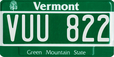VT license plate VUU822