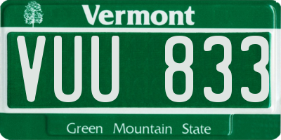 VT license plate VUU833