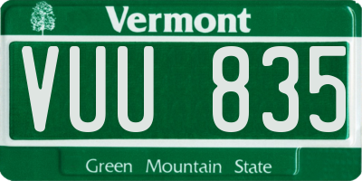 VT license plate VUU835