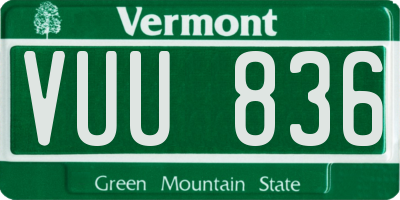 VT license plate VUU836