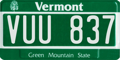 VT license plate VUU837