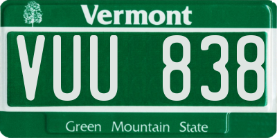 VT license plate VUU838