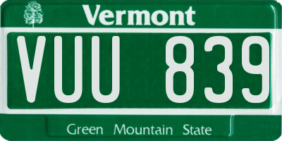 VT license plate VUU839