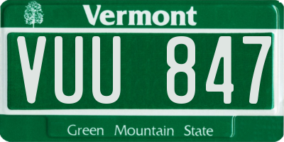VT license plate VUU847