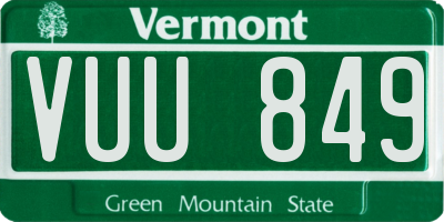 VT license plate VUU849