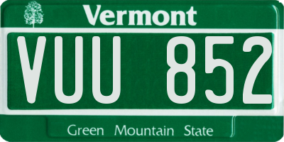 VT license plate VUU852
