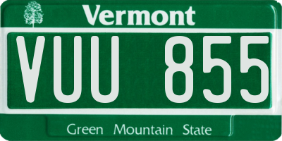 VT license plate VUU855