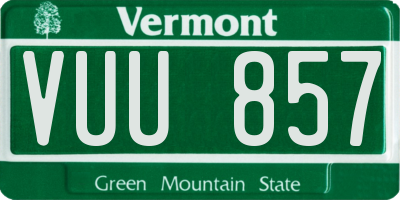 VT license plate VUU857