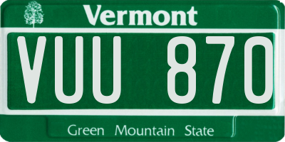 VT license plate VUU870
