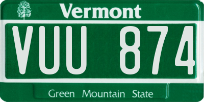 VT license plate VUU874