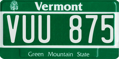 VT license plate VUU875