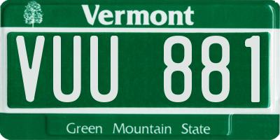 VT license plate VUU881