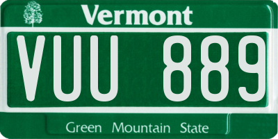 VT license plate VUU889