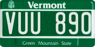 VT license plate VUU890