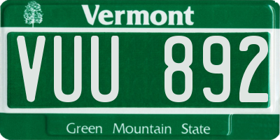 VT license plate VUU892
