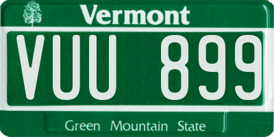 VT license plate VUU899