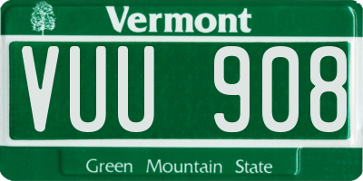 VT license plate VUU908