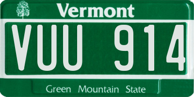 VT license plate VUU914