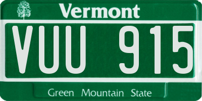 VT license plate VUU915