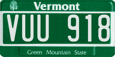 VT license plate VUU918