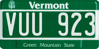 VT license plate VUU923