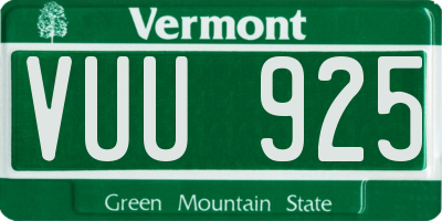 VT license plate VUU925