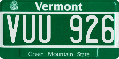 VT license plate VUU926