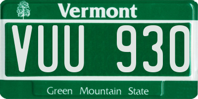 VT license plate VUU930