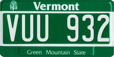 VT license plate VUU932