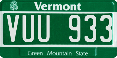 VT license plate VUU933