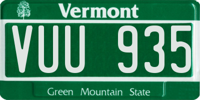VT license plate VUU935