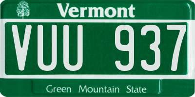 VT license plate VUU937