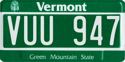 VT license plate VUU947