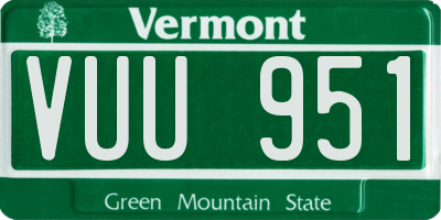 VT license plate VUU951