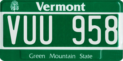 VT license plate VUU958