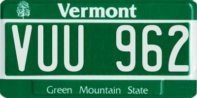VT license plate VUU962