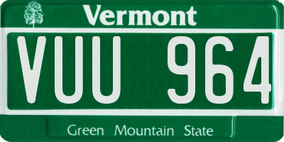 VT license plate VUU964