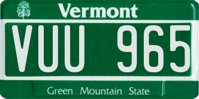 VT license plate VUU965