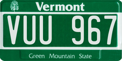 VT license plate VUU967