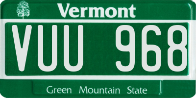 VT license plate VUU968