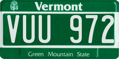 VT license plate VUU972