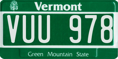 VT license plate VUU978