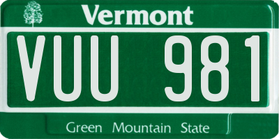 VT license plate VUU981