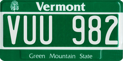VT license plate VUU982