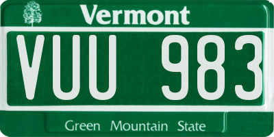 VT license plate VUU983