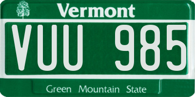 VT license plate VUU985