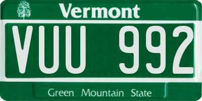 VT license plate VUU992