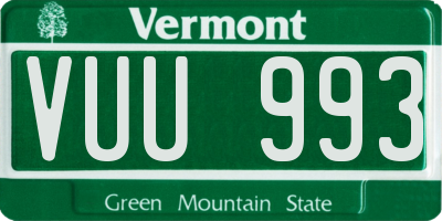 VT license plate VUU993