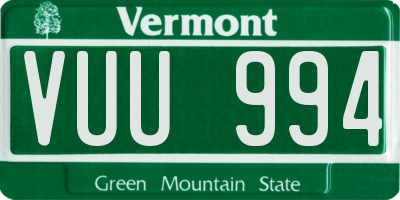 VT license plate VUU994